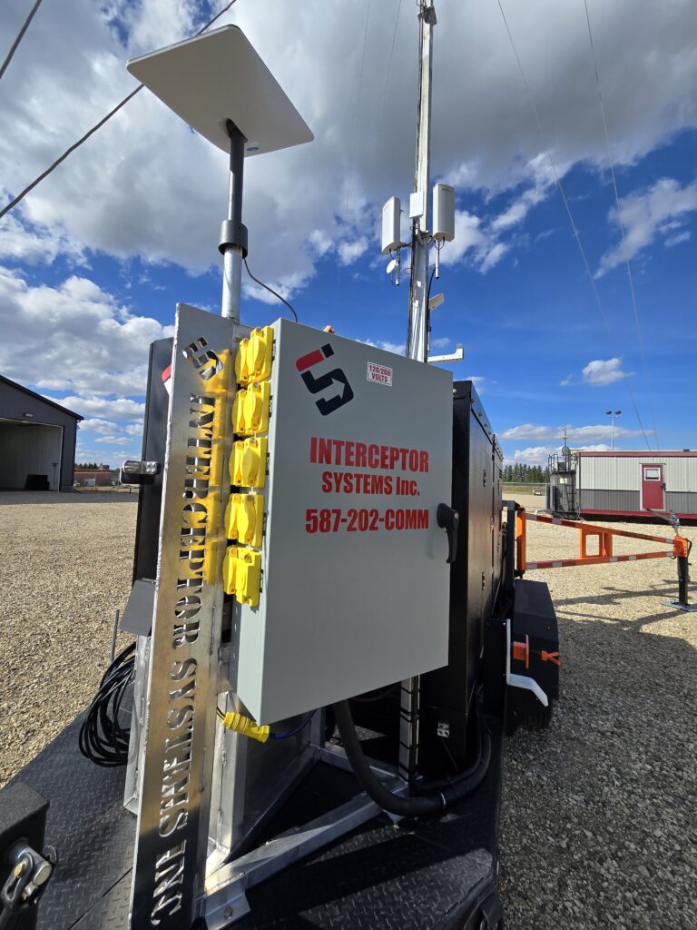 Interceptor Systems 110' Mobile Tower Installation with Generator and Lights.