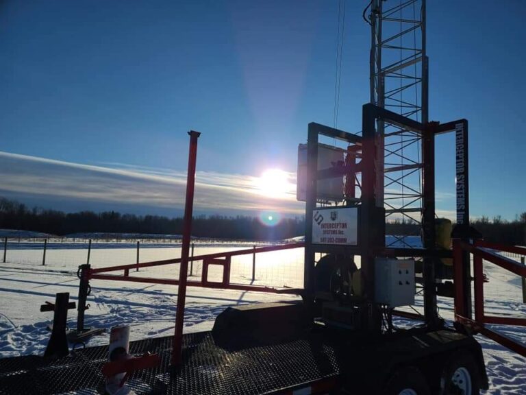 Interceptor Systems 110' Mobile Tower Installation.
